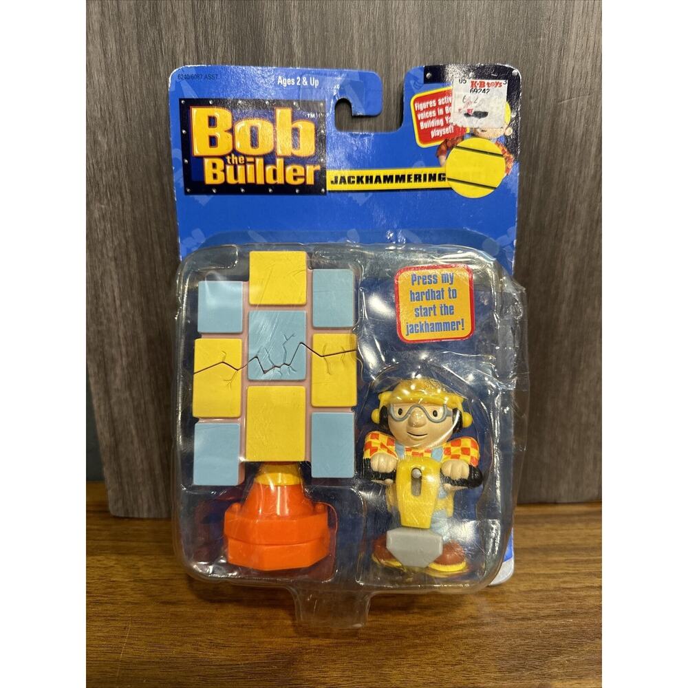 Bob The Builder - Jackhammering Bob Figure with Cones & Pull Open Sidewalk - NEW